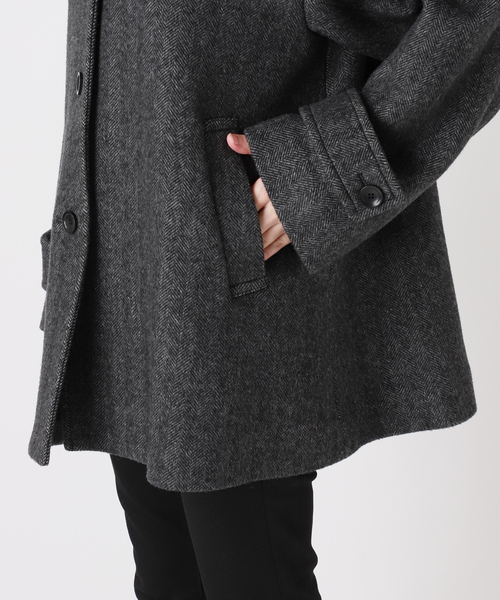 JOURNAL STANDARD(ジャーナルスタンダード)の「MANTECO ヘリンボン フレアバルカラーコート(ステンカラーコート・レディース・ベージュ/グレー・FREE)」の17枚目の写真