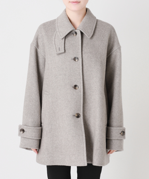 JOURNAL STANDARD(ジャーナルスタンダード)の「MANTECO ヘリンボン フレアバルカラーコート(ステンカラーコート・レディース・ベージュ/グレー・FREE)」の3枚目の写真