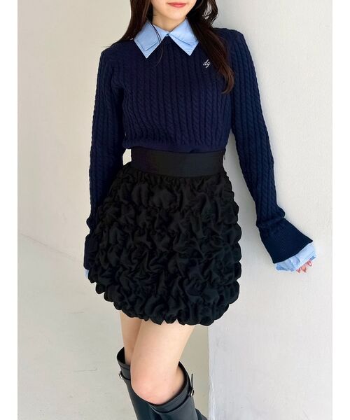 dazzlin（ダズリン）の「シュリンクミニスカート（スカート・レディース・オフホワイト/ブラック・MEDIUM/SMALL）」の3枚目の写真