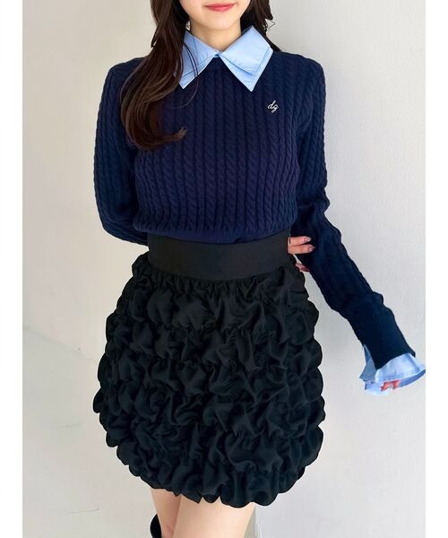 dazzlin（ダズリン）の「シュリンクミニスカート（スカート・レディース・オフホワイト/ブラック・MEDIUM/SMALL）」の4枚目の写真