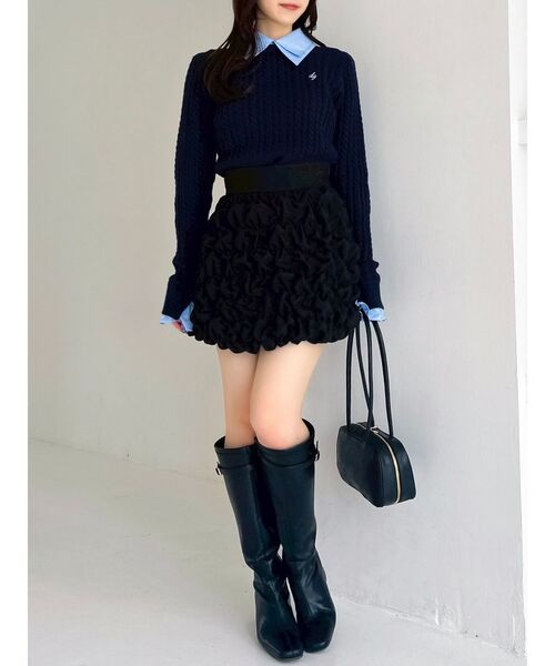 dazzlin（ダズリン）の「シュリンクミニスカート（スカート・レディース・オフホワイト/ブラック・MEDIUM/SMALL）」の5枚目の写真