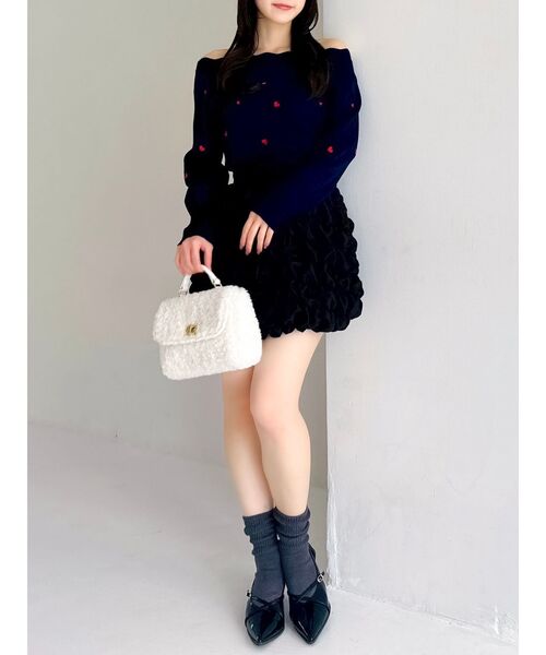 dazzlin（ダズリン）の「シュリンクミニスカート（スカート・レディース・オフホワイト/ブラック・MEDIUM/SMALL）」の9枚目の写真