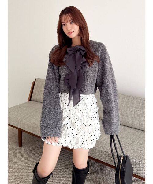 dazzlin（ダズリン）の「シュリンクミニスカート（スカート・レディース・オフホワイト/ブラック・MEDIUM/SMALL）」の11枚目の写真