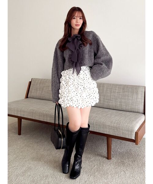 dazzlin（ダズリン）の「シュリンクミニスカート（スカート・レディース・オフホワイト/ブラック・MEDIUM/SMALL）」の12枚目の写真