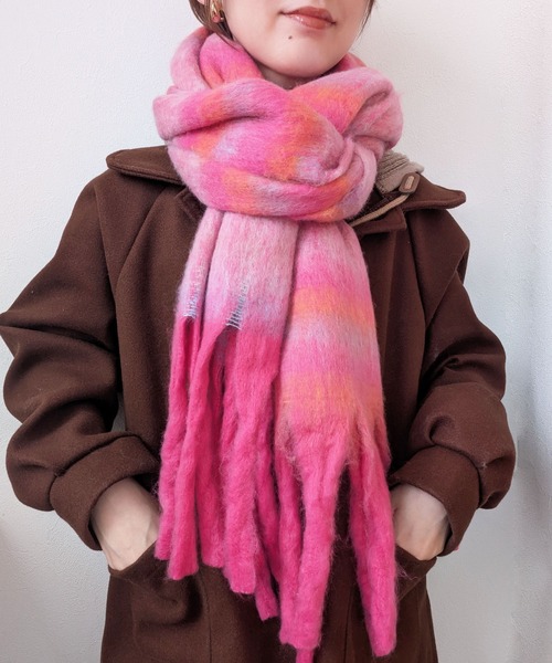 STAR TEAM mahair scarf スターチーム マフラー 赤ピンク STAR TEAM mahair scarf スターチーム マフラー 赤ピンク STAR TEAM