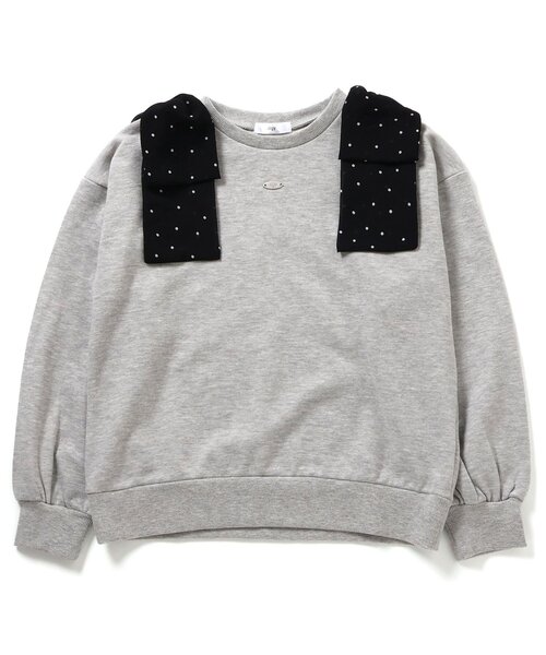 algy（アルジー）の「肩りぼんトレーナー（スウェット・キッズ・ピンク/グレー/オフホワイト・130/140/150/160）」の2枚目の写真