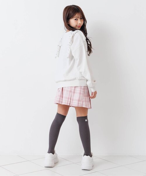 algy（アルジー）の「肩りぼんトレーナー（スウェット・キッズ・ピンク/グレー/オフホワイト・130/140/150/160）」の5枚目の写真