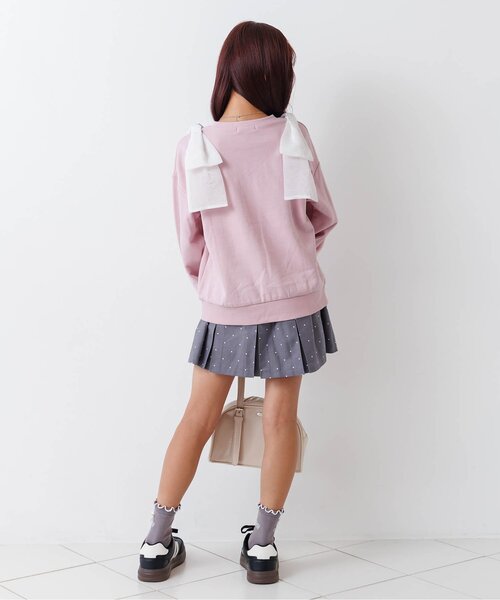 algy（アルジー）の「肩りぼんトレーナー（スウェット・キッズ・ピンク/グレー/オフホワイト・130/140/150/160）」の7枚目の写真