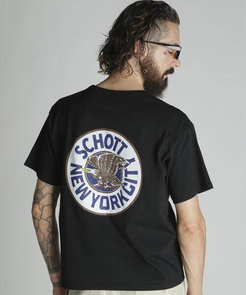 Schott(ショット)の「Schott/ショット/CIRCLE EAGLE COMPACT T-SHIRT/サークル イーグル コンパクト Tシャツ(Tシャツ/カットソー・メンズ・ブラック/ネイビー/ホワイト・2XL/XL/L/M)」の6枚目の写真
