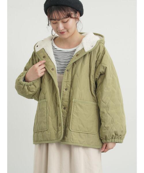 Samansa Mos2（サマンサ モスモス）の「リバーシブルボアブルゾン（ブルゾン・レディース・カーキ/ブラック/グリーン/キナリ・F）」の3枚目の写真