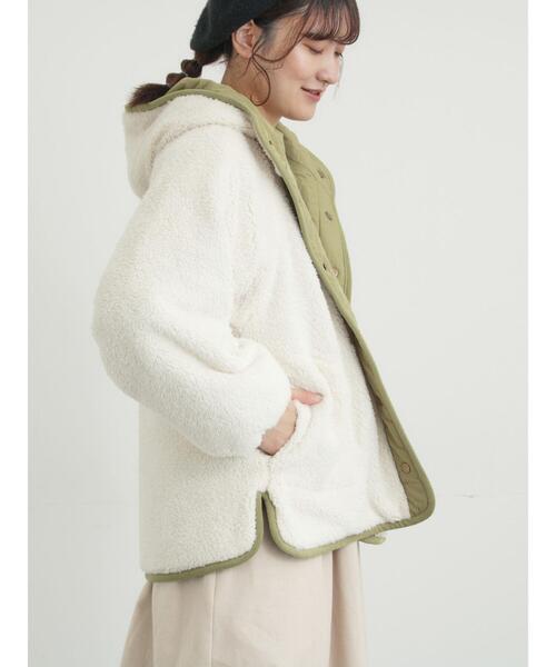 Samansa Mos2（サマンサ モスモス）の「リバーシブルボアブルゾン（ブルゾン・レディース・カーキ/ブラック/グリーン/キナリ・F）」の12枚目の写真