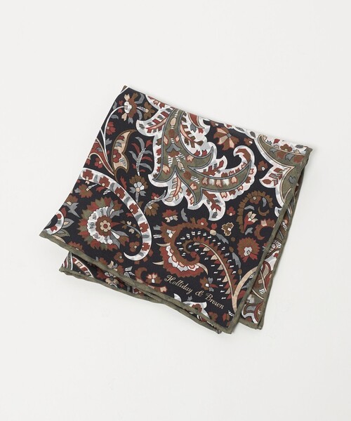 UNITED ARROWS（ユナイテッドアローズ）の「＜Holliday&Brown＞ ペイズリー プリント ポケットチーフ（ポケットチーフ・メンズ・オレンジ/ブラック・FREE）」の2枚目の写真