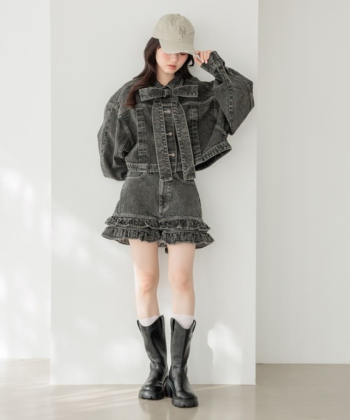 Heather（ヘザー）の「ハイウエストデニムフリルショートパンツ　647646（デニムパンツ・レディース・ブルー/ブラック/ベージュ・S/M）」の7枚目の写真