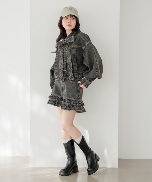 Heather（ヘザー）の「ハイウエストデニムフリルショートパンツ　647646（デニムパンツ・レディース・ブルー/ブラック/ベージュ・S/M）」の8枚目の写真