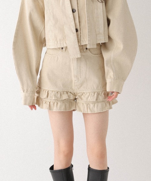 Heather(ヘザー)の「ハイウエストデニムフリルショートパンツ 647646(デニムパンツ・レディース・ブルー/ブラック/ベージュ・S/M)」の7枚目の写真