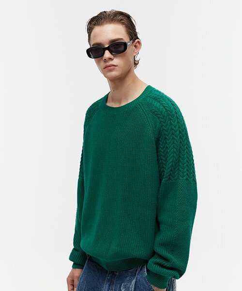Clover green knit — кловерный зелёный вязаный свитшот
