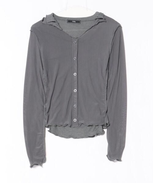 Pt18kg(プラチナイチハチキログラム)の「Vネックシアーレイヤード風トップス(Tシャツ/カットソー・レディース・ホワイト/ブラック/グレー・FREE)」の3枚目の写真