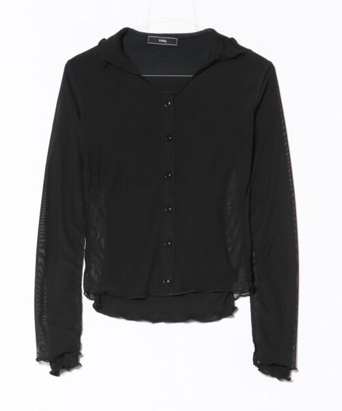 Pt18kg(プラチナイチハチキログラム)の「Vネックシアーレイヤード風トップス(Tシャツ/カットソー・レディース・ホワイト/ブラック/グレー・FREE)」の2枚目の写真