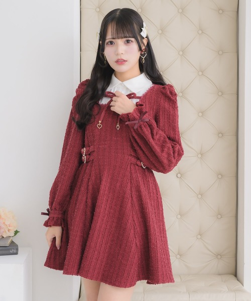 ROJITA(ロジータ)の「レイヤードラメツイードワンピース(ワンピース・レディース・サックスブルー/ブラック/ボルドー・FREE)」の1枚目の写真