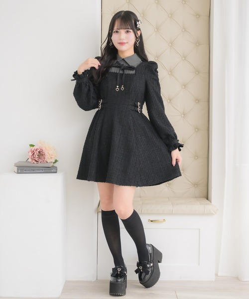 ROJITA(ロジータ)の「レイヤードラメツイードワンピース(ワンピース・レディース・サックスブルー/ブラック/ボルドー・FREE)」の4枚目の写真