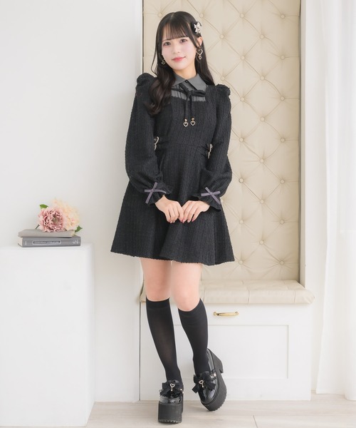 ROJITA(ロジータ)の「レイヤードラメツイードワンピース(ワンピース・レディース・サックスブルー/ブラック/ボルドー・FREE)」の5枚目の写真