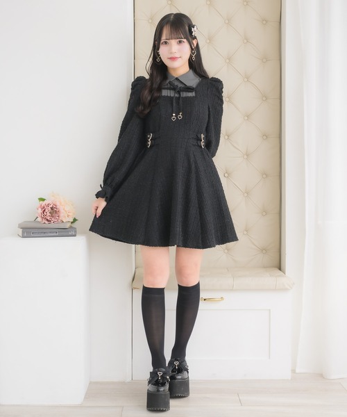 ROJITA(ロジータ)の「レイヤードラメツイードワンピース(ワンピース・レディース・サックスブルー/ブラック/ボルドー・FREE)」の6枚目の写真