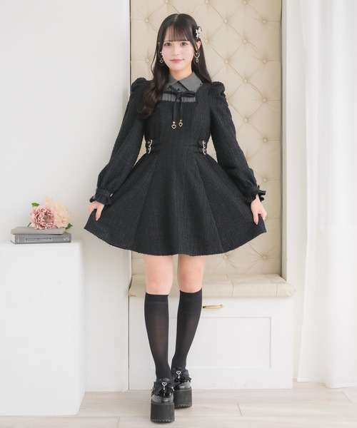 ROJITA(ロジータ)の「レイヤードラメツイードワンピース(ワンピース・レディース・サックスブルー/ブラック/ボルドー・FREE)」の7枚目の写真