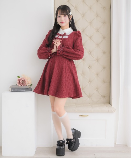 ROJITA(ロジータ)の「レイヤードラメツイードワンピース(ワンピース・レディース・サックスブルー/ブラック/ボルドー・FREE)」の9枚目の写真