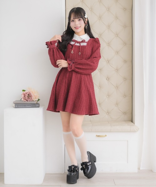 ROJITA(ロジータ)の「レイヤードラメツイードワンピース(ワンピース・レディース・サックスブルー/ブラック/ボルドー・FREE)」の11枚目の写真