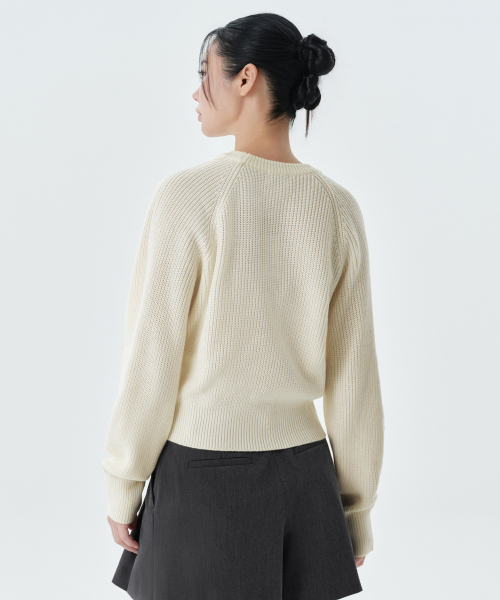 MUSINSA STANDARD WOMAN（ムシンサスタンダードウーマン）の「ウィメンズリブショルダー切り抜きニット[アイボリー]（ニット/セーター・レディース・その他・LARGE/SMALL/MEDIUM/X-SMALL）」の3枚目の写真