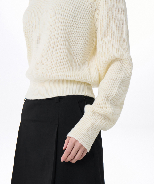 MUSINSA STANDARD WOMAN（ムシンサスタンダードウーマン）の「ウィメンズリブショルダー切り抜きニット[アイボリー]（ニット/セーター・レディース・その他・LARGE/SMALL/MEDIUM/X-SMALL）」の5枚目の写真
