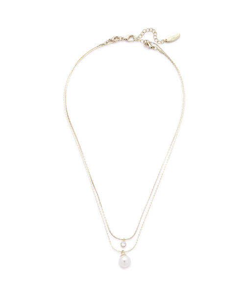 NATURAL BEAUTY BASIC（ナチュラルビューティーベーシック）の「パール＆ストーンプチペンダント（ネックレス・レディース・ゴールド/シルバー・ﾌﾘ-）」の2枚目の写真