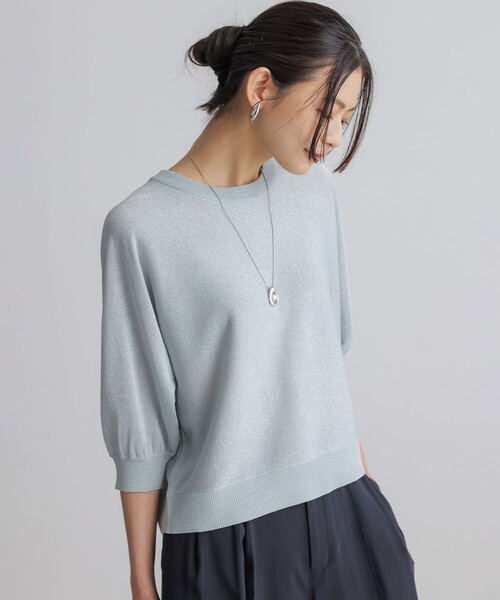 組曲 L(クミキョク オオキイサイズ)の「ドルマンスリーブライトラメ ニット(ニット/セーター・レディース・ネイビー系/ベージュ系/サックスブルー系・5/6/7)」の10枚目の写真