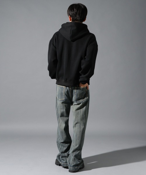 LAND MUSEUM（ランドミュージアム）の「LAND MUSEUM／ショートスタッズジップパーカー（パーカー・メンズ・ブラック/グレー・MEDIUM/LARGE）」の12枚目の写真