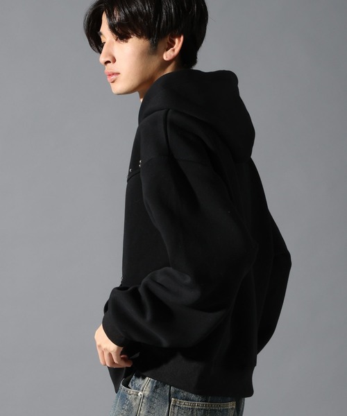 LAND MUSEUM（ランドミュージアム）の「LAND MUSEUM／ショートスタッズジップパーカー（パーカー・メンズ・ブラック/グレー・MEDIUM/LARGE）」の14枚目の写真