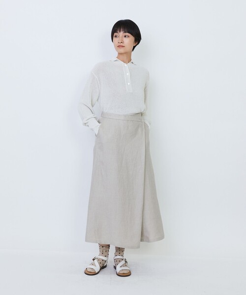 LOISIR（ロワズィール）の「【MTサイズ有り】リネンツイルラップディテールスカート（スカート・レディース・キナリ/ブラック・M/MT）」の21枚目の写真