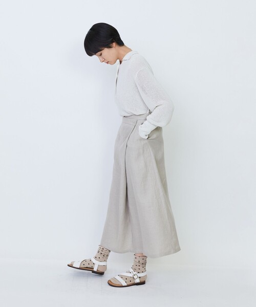 LOISIR（ロワズィール）の「【MTサイズ有り】リネンツイルラップディテールスカート（スカート・レディース・キナリ/ブラック・M/MT）」の20枚目の写真