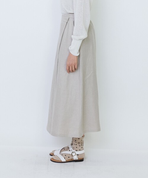 LOISIR（ロワズィール）の「【MTサイズ有り】リネンツイルラップディテールスカート（スカート・レディース・キナリ/ブラック・M/MT）」の3枚目の写真