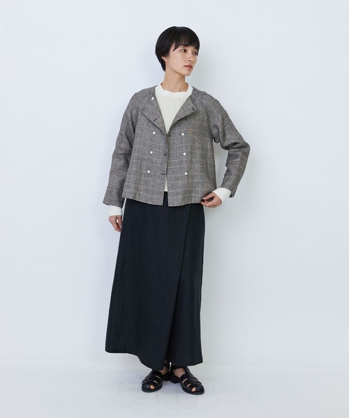 LOISIR（ロワズィール）の「【MTサイズ有り】リネンツイルラップディテールスカート（スカート・レディース・キナリ/ブラック・M/MT）」の5枚目の写真