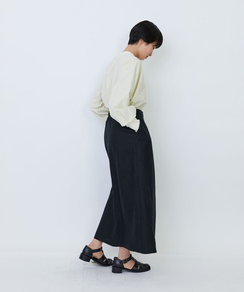 LOISIR（ロワズィール）の「【MTサイズ有り】リネンツイルラップディテールスカート（スカート・レディース・キナリ/ブラック・M/MT）」の7枚目の写真