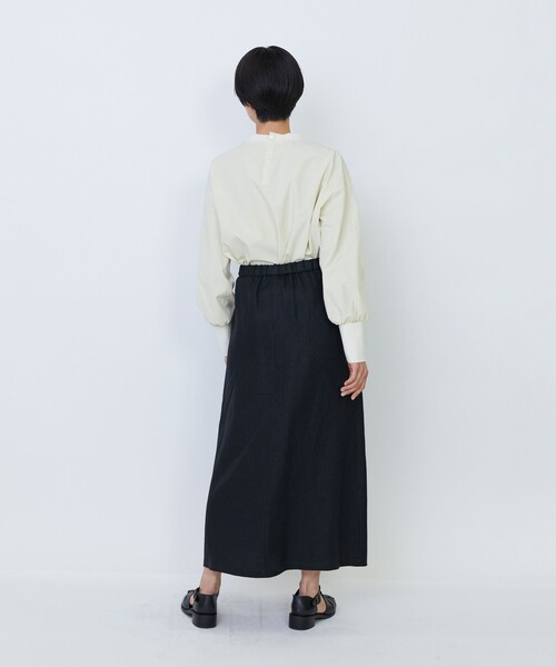 LOISIR（ロワズィール）の「【MTサイズ有り】リネンツイルラップディテールスカート（スカート・レディース・キナリ/ブラック・M/MT）」の8枚目の写真