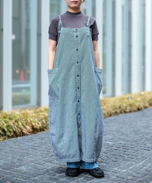 D.M.G. | [D.M.G / ディーエムジー] 先染めヒッコリー ワークサロペットスカート(サロペット/オーバーオール)
