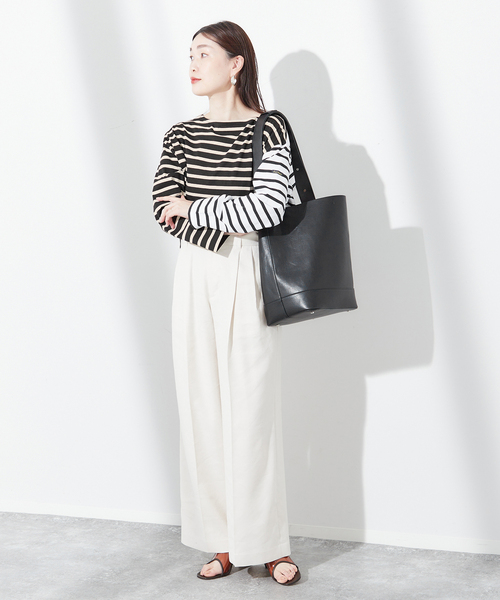 journal standard L'essage（ジャーナルスタンダードレサージュ）の「《追加》別注【Leminor/ルミノア】クレイジーボーダー：カットソー（Tシャツ/カットソー・レディース・ブラック/アイボリー・3）」の3枚目の写真