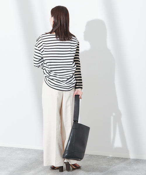 journal standard L'essage（ジャーナルスタンダードレサージュ）の「《追加》別注【Leminor/ルミノア】クレイジーボーダー：カットソー（Tシャツ/カットソー・レディース・ブラック/アイボリー・3）」の4枚目の写真