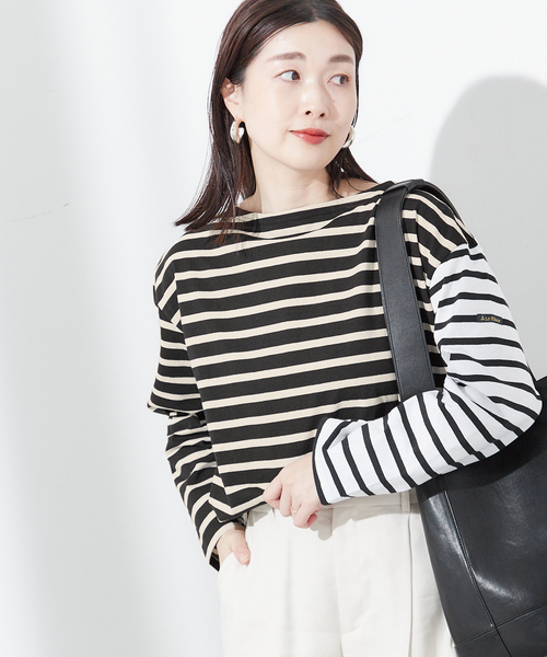 journal standard L'essage（ジャーナルスタンダードレサージュ）の「《追加》別注【Leminor/ルミノア】クレイジーボーダー：カットソー（Tシャツ/カットソー・レディース・ブラック/アイボリー・3）」の6枚目の写真