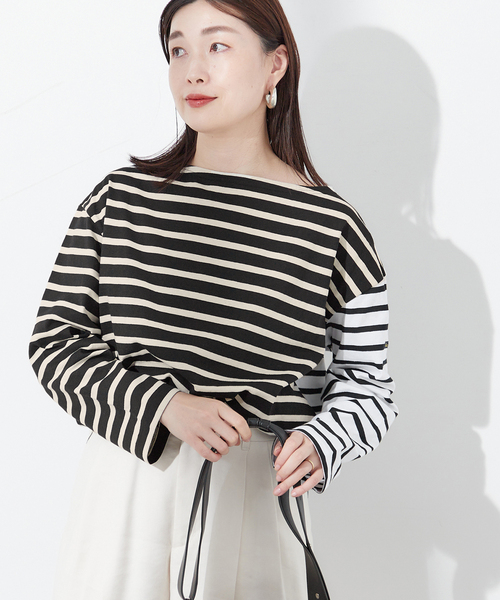 journal standard L'essage（ジャーナルスタンダードレサージュ）の「《追加》別注【Leminor/ルミノア】クレイジーボーダー：カットソー（Tシャツ/カットソー・レディース・ブラック/アイボリー・3）」の7枚目の写真