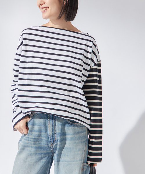 journal standard L'essage（ジャーナルスタンダードレサージュ）の「《追加》別注【Leminor/ルミノア】クレイジーボーダー：カットソー（Tシャツ/カットソー・レディース・ブラック/アイボリー・3）」の14枚目の写真
