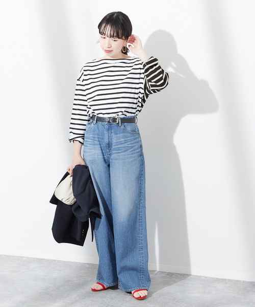 journal standard L'essage（ジャーナルスタンダードレサージュ）の「《追加》別注【Leminor/ルミノア】クレイジーボーダー：カットソー（Tシャツ/カットソー・レディース・ブラック/アイボリー・3）」の18枚目の写真