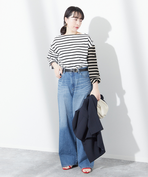 journal standard L'essage（ジャーナルスタンダードレサージュ）の「《追加》別注【Leminor/ルミノア】クレイジーボーダー：カットソー（Tシャツ/カットソー・レディース・ブラック/アイボリー・3）」の20枚目の写真