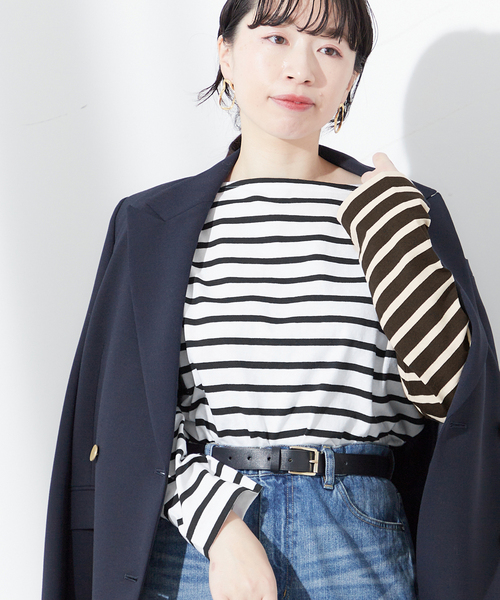 journal standard L'essage（ジャーナルスタンダードレサージュ）の「《追加》別注【Leminor/ルミノア】クレイジーボーダー：カットソー（Tシャツ/カットソー・レディース・ブラック/アイボリー・3）」の21枚目の写真